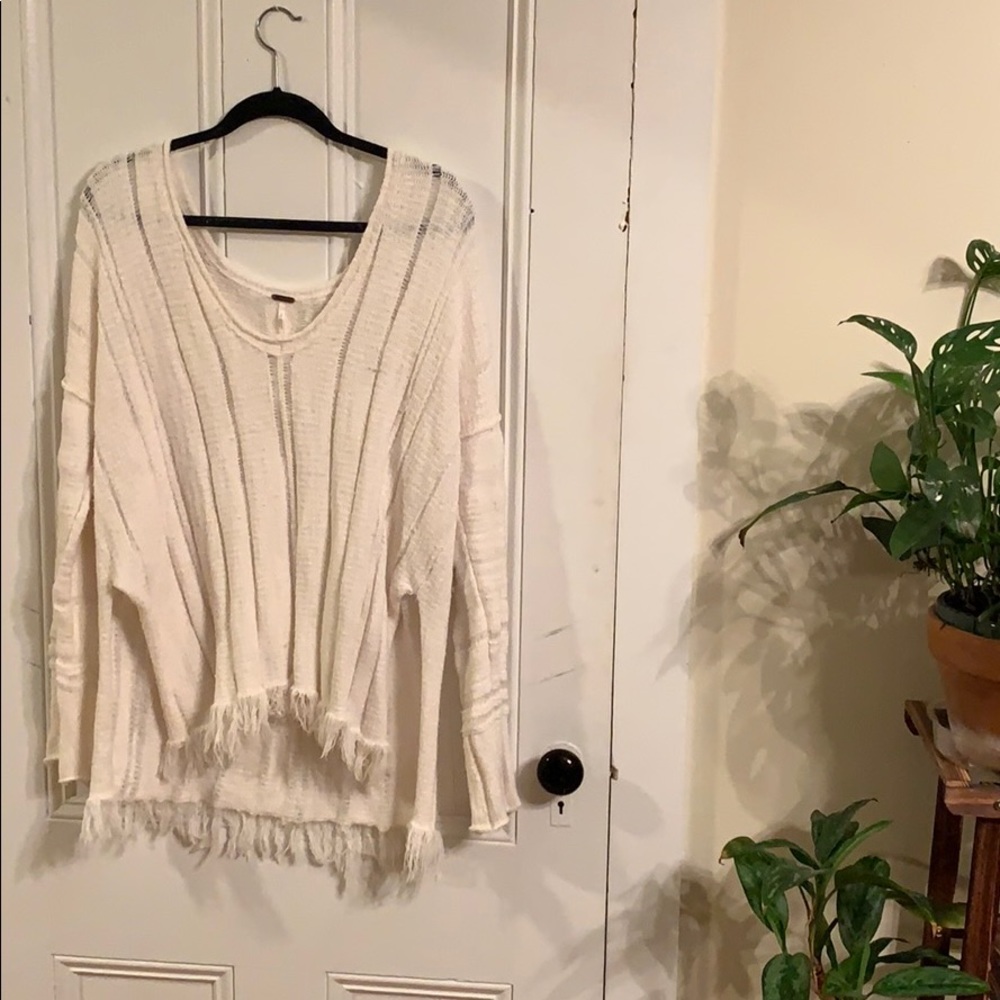 Off white, frilled bottom, Free People sweater